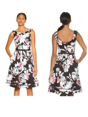 WHBM Faille Floral Sleeveless Dress Size 2
